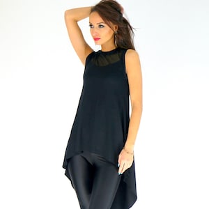 Black cotton jersey top - Unique design & stylish