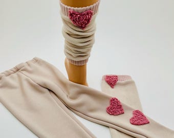 Thermo Leggings für Kinder in der Farbe Natur / Gefütterte warme Winterhose und Stulpen dazu