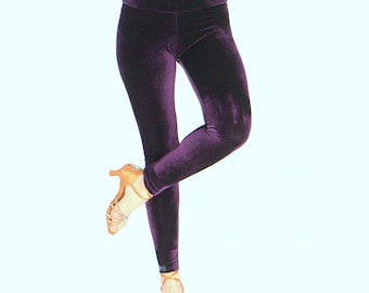Paarse fluwelen leggings handgemaakt
