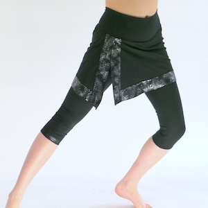 Black capri leggings with cotton skirt