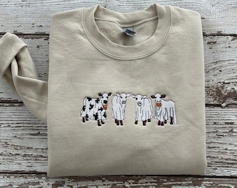 Halloween Sweatshirt Ghost Cows Sweatshirt Halloween Crewneck Ghost Shirt Cow Lovers Funny Fall Sweatshirt Farm LIfe