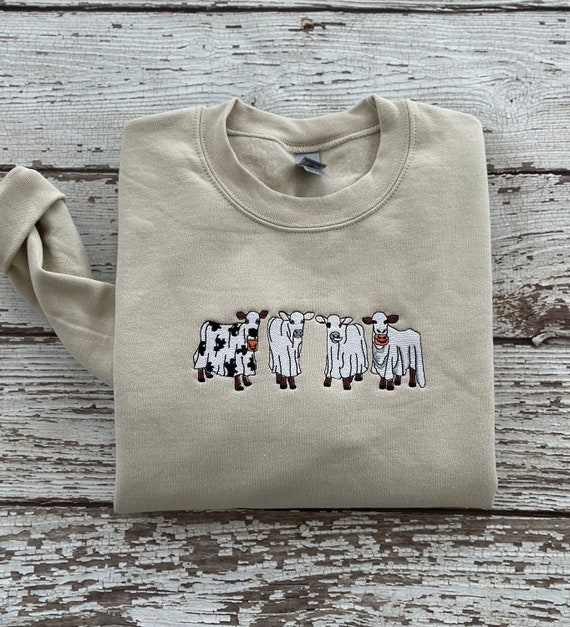 Halloween Sweatshirt Ghost Cows Sweatshirt Halloween Crewneck Ghost Shirt Cow Lovers Funny Fall Sweatshirt Farm LIfe