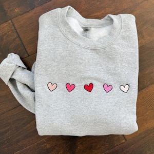 Mini Hearts Embroidered Sweatshirt Crewneck Valentine&#39;s Day Shirt Mini Hearts