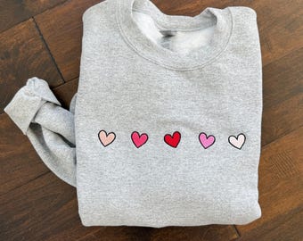 Mini Hearts Embroidered Sweatshirt Crewneck Valentine's Day Shirt Mini Hearts