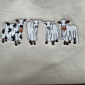 Halloween Sweatshirt Ghost Cows Sweatshirt Halloween Crewneck Ghost Shirt Cow Lovers Funny Fall Sweatshirt Farm LIfe image 2