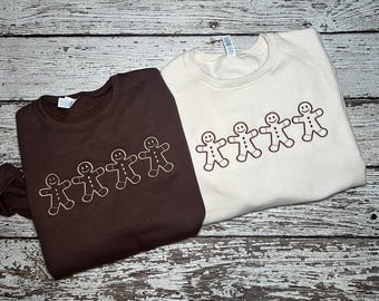Gingerbread Men Embroidered Sweatshirt Christmas Sweatshirt Christmas Gift
