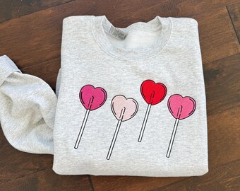 Lollipop Sucker Embroidered Sweatshirt Valentine's Day Valentine Sweatshirt Embroidered