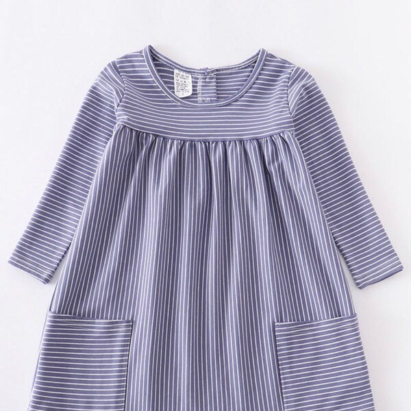 Peony Pinstripe Emnroidered Dress  4-7 Years main image 1