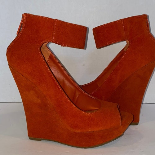 Bamboo Ankle Strap Wedge Heels 