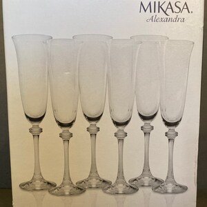 Vintage Mikasa Old Dublin Fluted Champagne Glasses 8 7/8” - Crystal Set Of  2