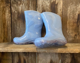 light blue rain boots
