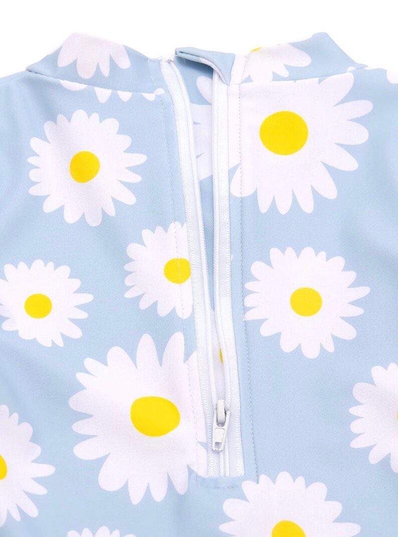 Toddler Girl Daisy Swimsuit With Ruffle Trim One Piece Etsy