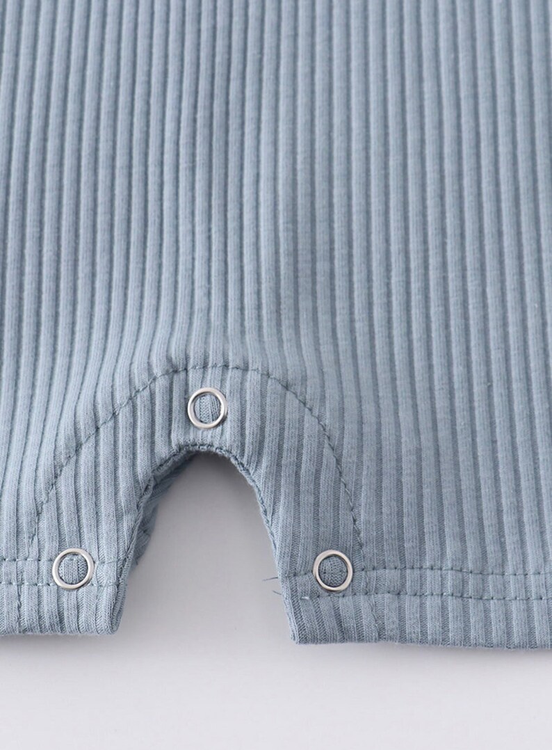 Baby Boys Blue Ribbed Romper Quality Made Soft Bottom Snaps Etsy