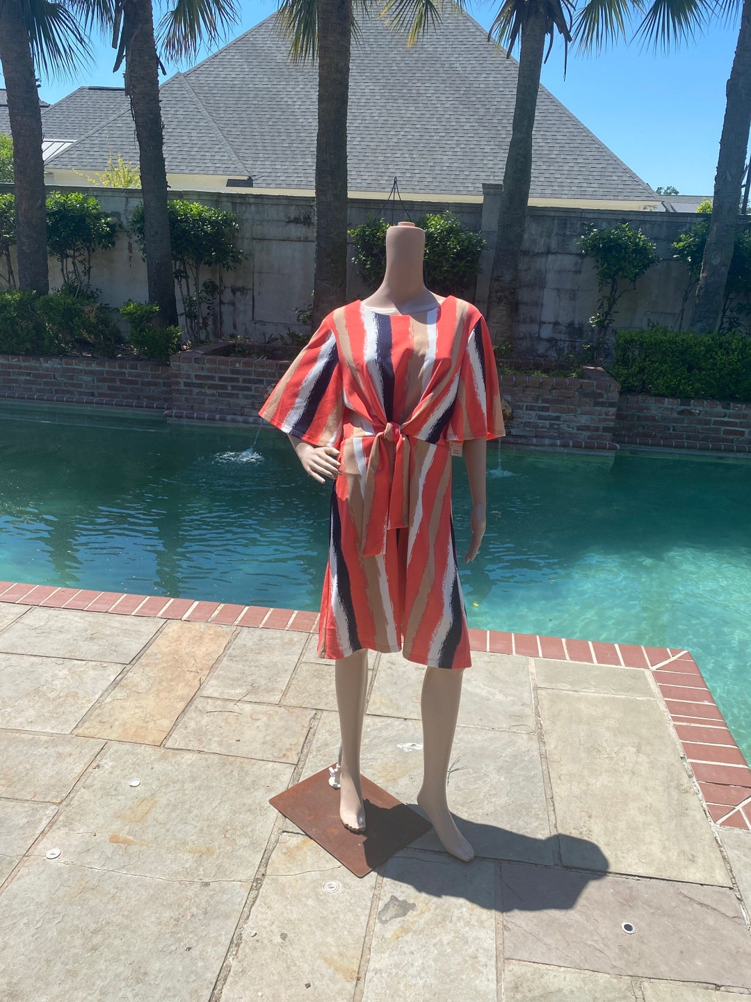 NEW Peach Velvet Dress 14 Flattering & Very Well Made Great Etsy