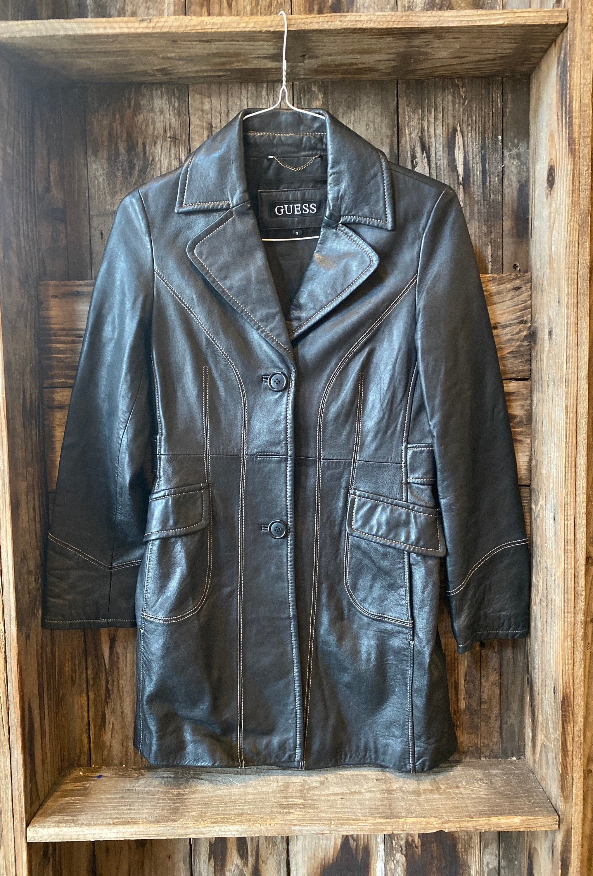 Vintage guess leather jacket hotsell