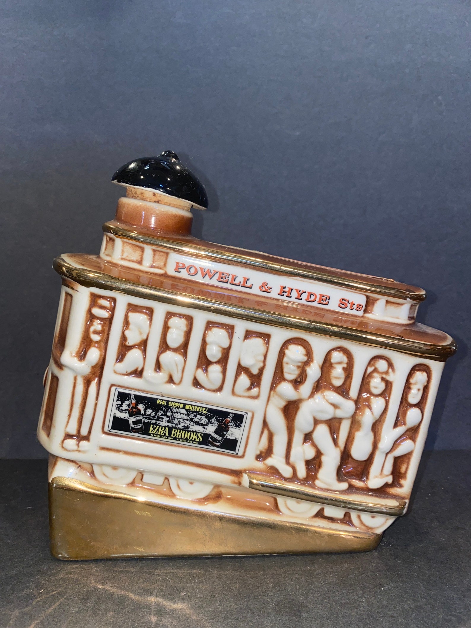 Vintage 1968 Ezra Brooks Streetcar Decanter 24KT Gold Trim Etsy