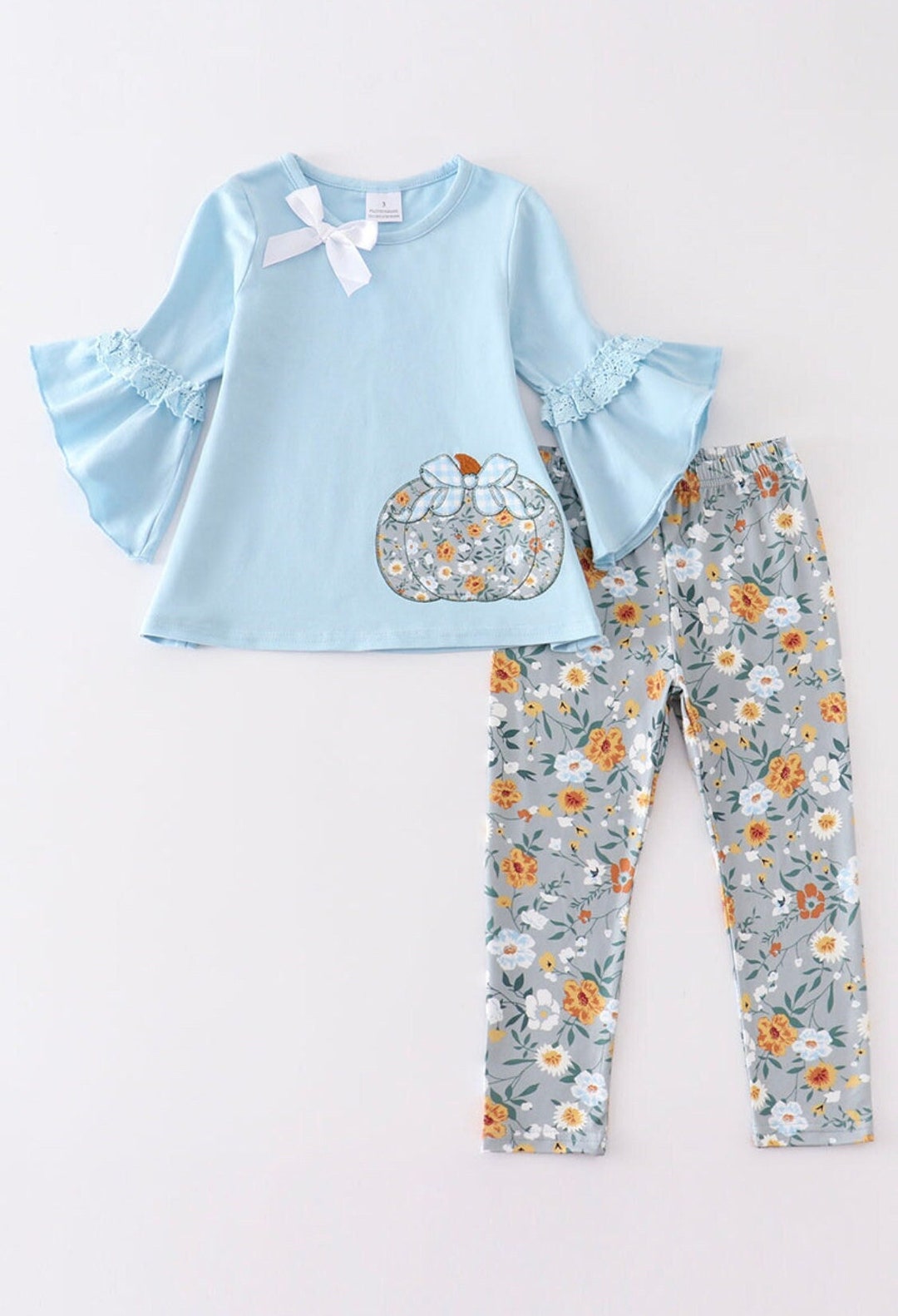 Girl's Fall Pumpkin Pant Set With Bell Sleeves - Etsy