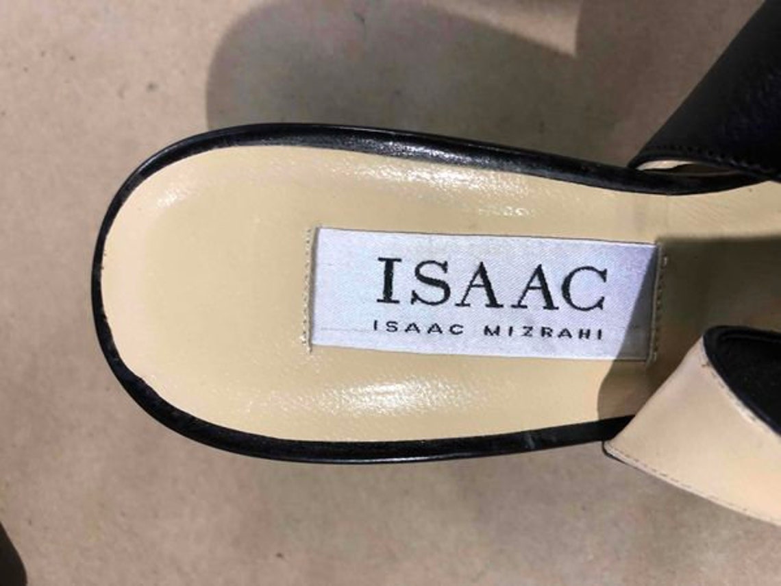Isaac Mizrahi Classy Slingback Heels Black White & Red Low - Etsy