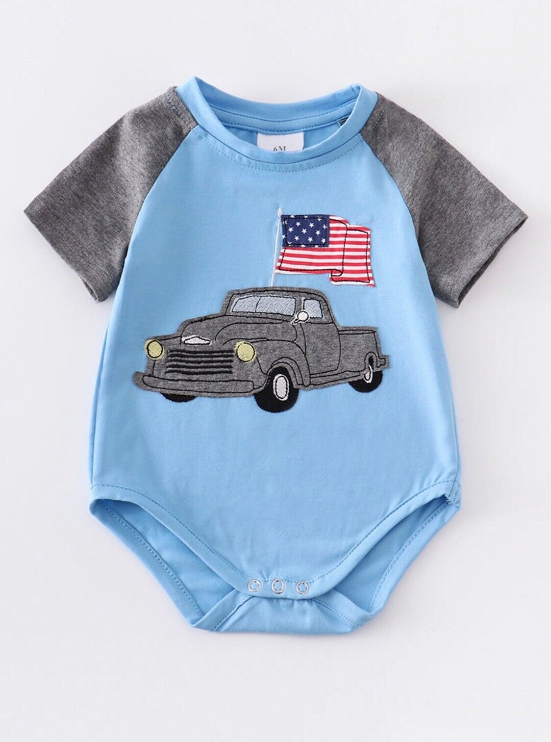 Baby Boy Truck Romper American Flag & Truck Applique Romper Etsy