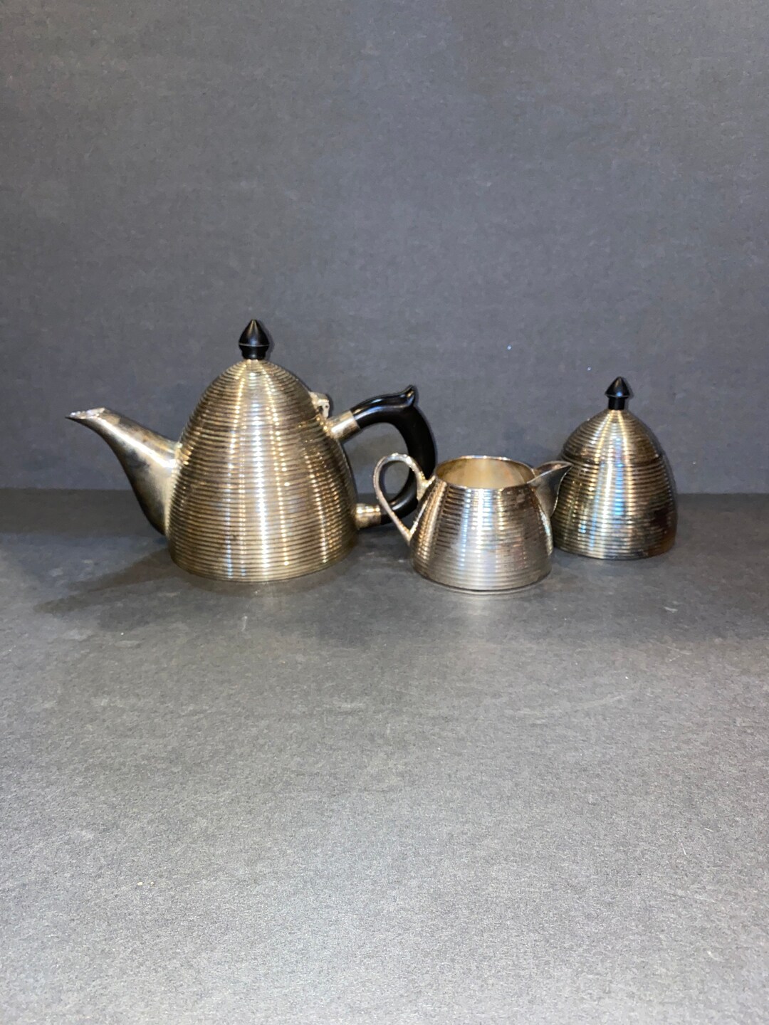 Vintage Silver Teapot Set, BEAUTIFUL 3 Piece Set, Retro Style Silver