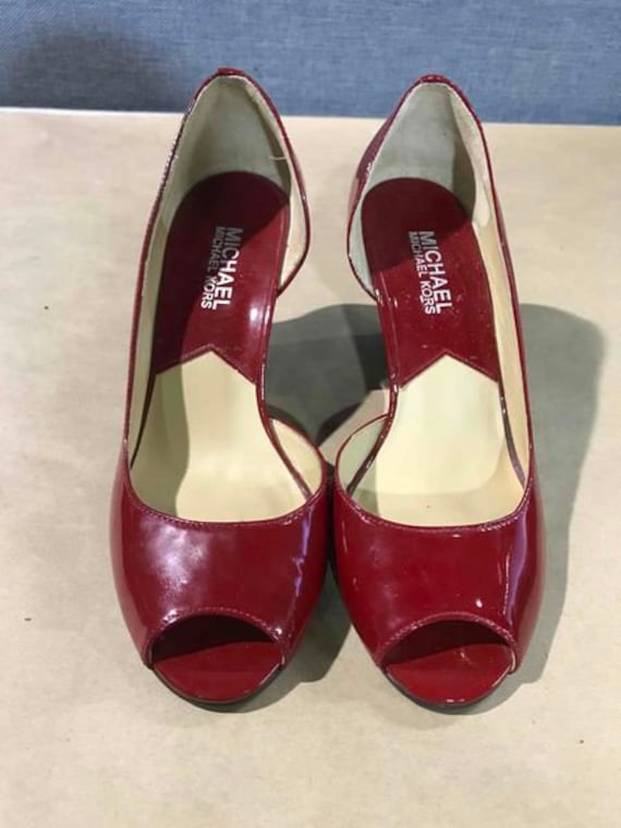 Michael Kors Red Patent Leather Open Toe Wedge Summer Heels - Etsy Israel