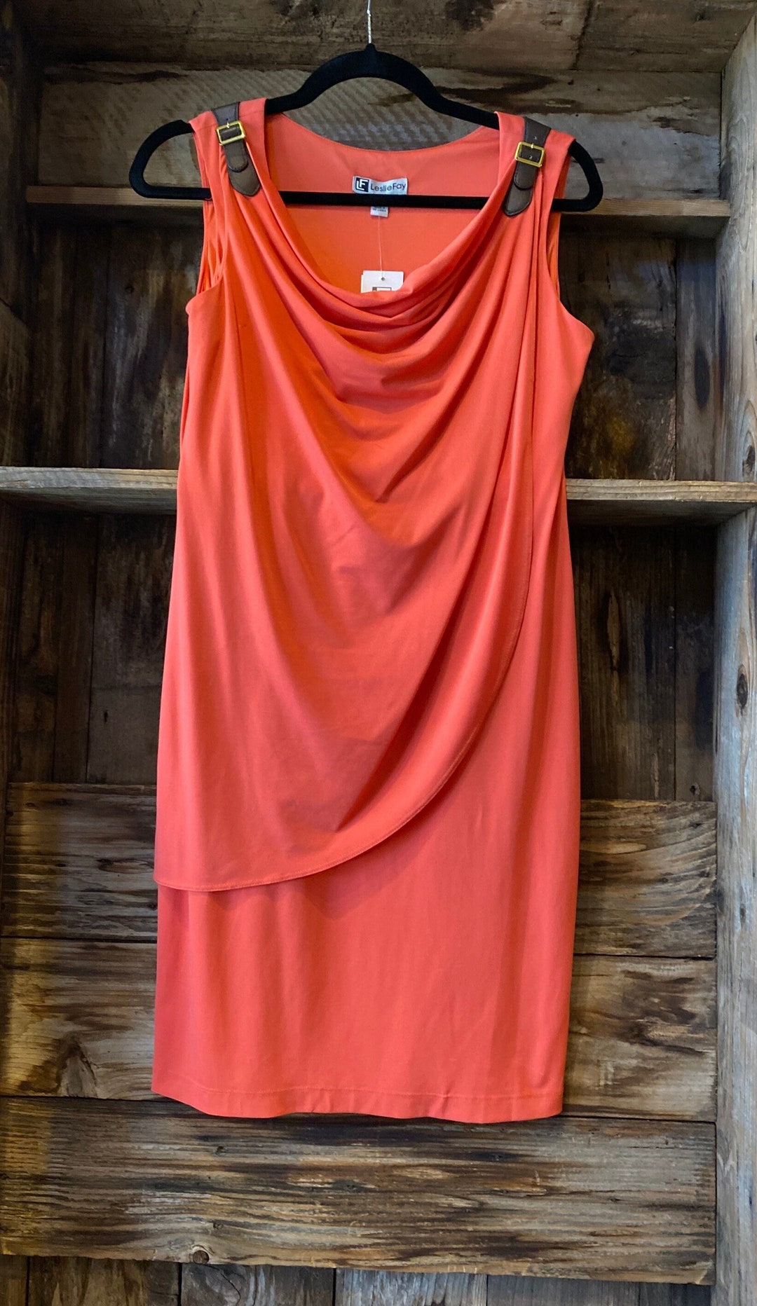 NWT Leslie Fay Dress 4 Beautiful Melon Color Buckle Shoulder - Etsy