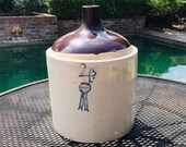 Vintage Whiskey Jug, Blue Ribbon 4 Gallon Shoulder Jug, Whiskey Crock, Beautiful Salt Glaze, Made by The Buckeye Co, Illinois, Farmhouse