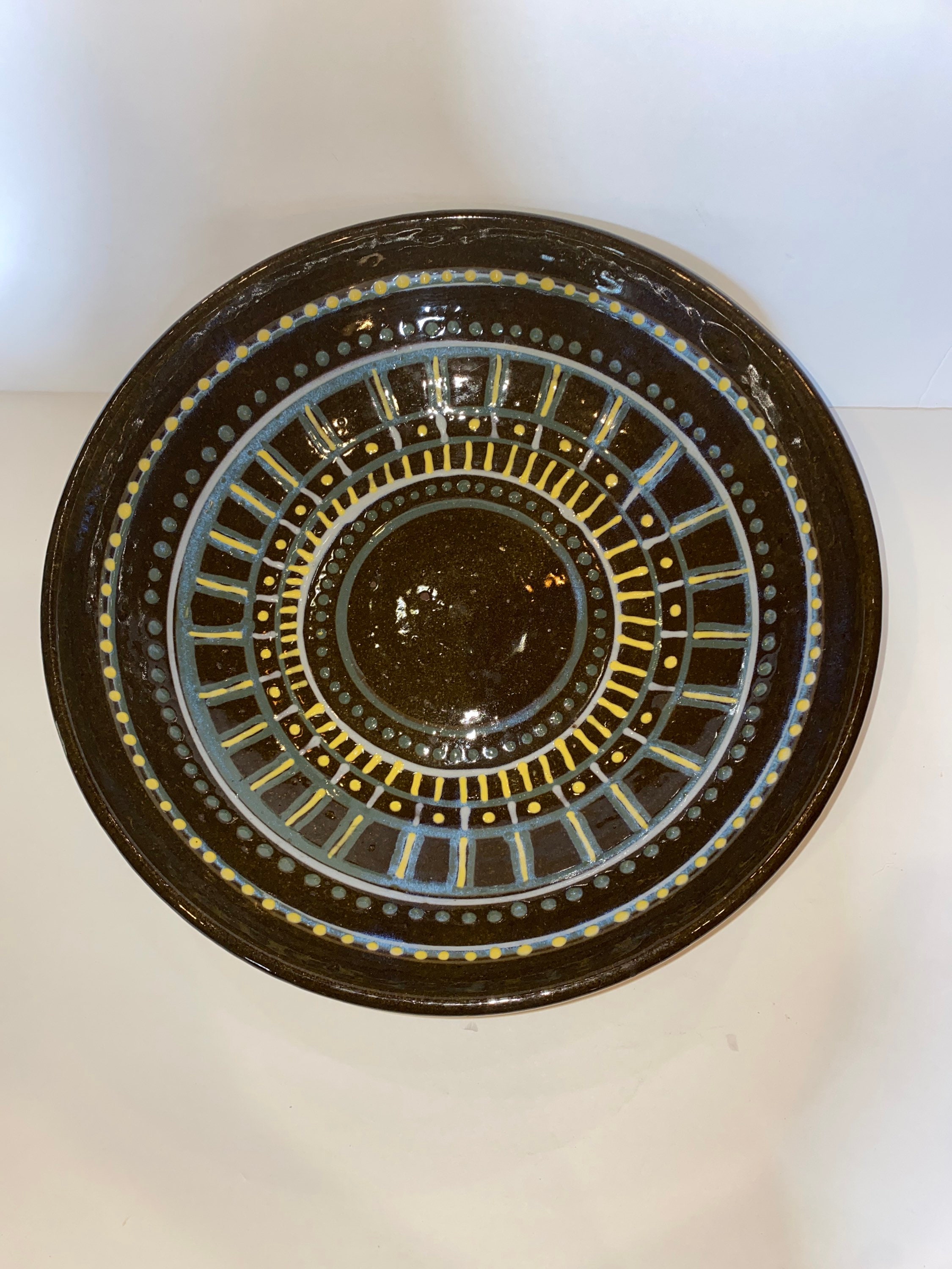 Large Display Bowl Coffee Table Decor Brown Blue & Etsy