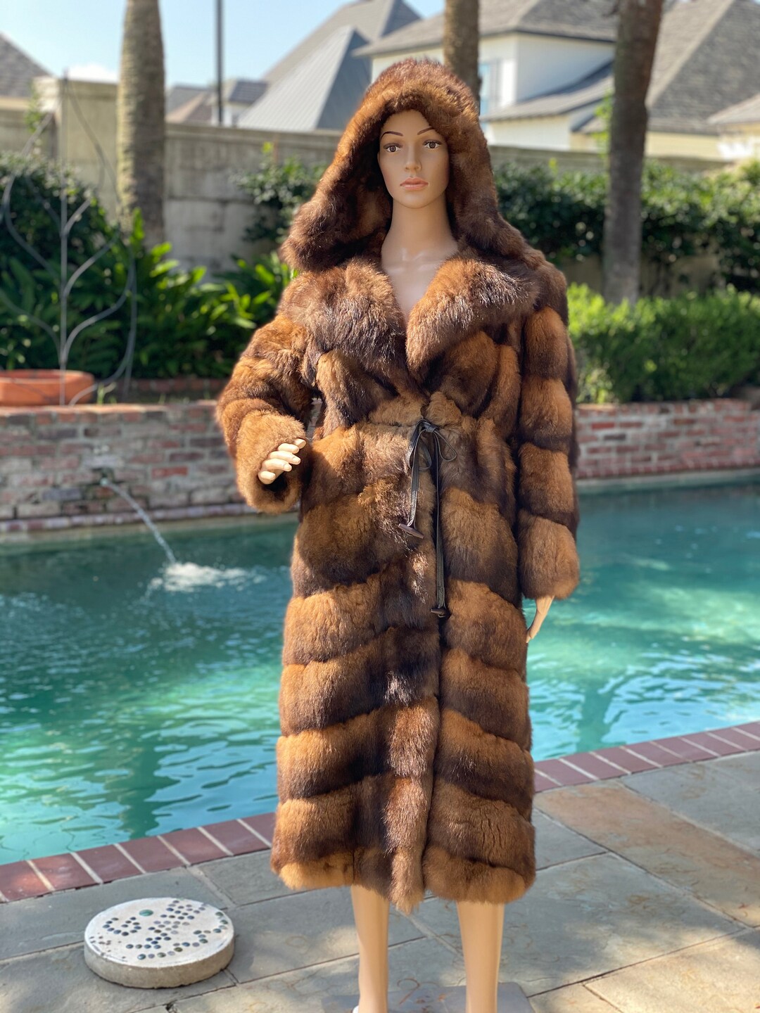 Fur Coat Full Length, With a Velvet Lined Hood, Full Length