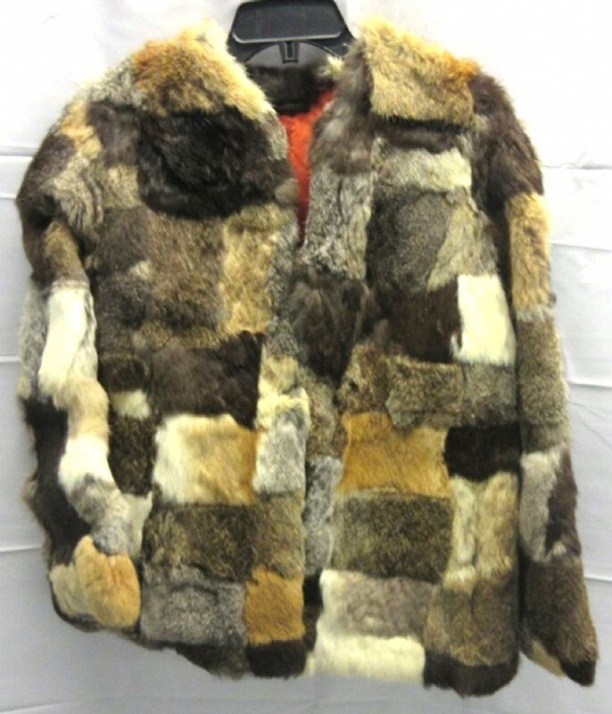 Patchwork rabbit fur coat clearance