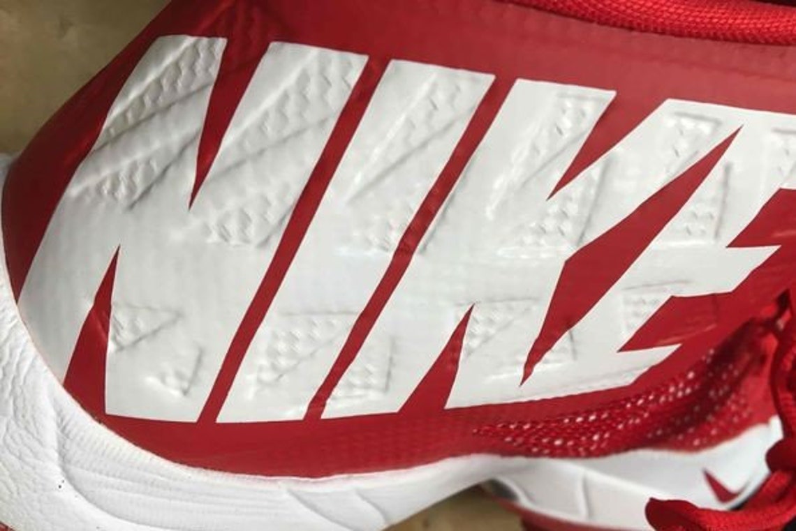 Nike Zoom Football Cleats 15 Red & White 3/4 Ankle Support Etsy