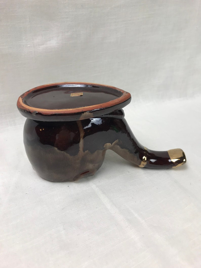 Beautiful Vintage Napco Red Ceramic Hand Painted Pipe Ashtray with a Hint of Gold Trim Housewarming Gift Man Cave Gift Great Collectible
