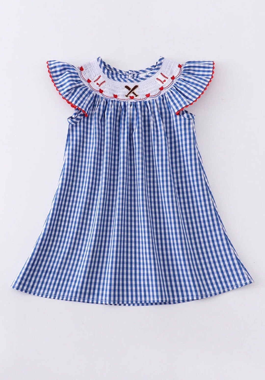 Girls Smocked Baseball/softball Dress Embroidered Etsy
