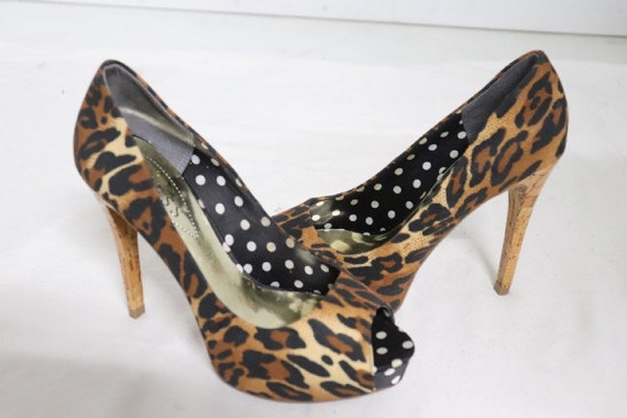 GUESS High Heels 6 Animal Print Open 