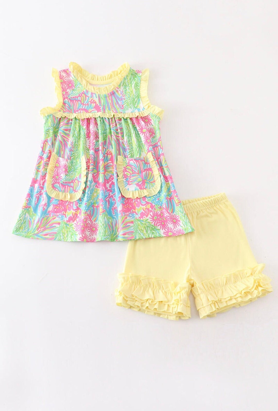 Juliette Yellow/Pink Check Short Set main image 0