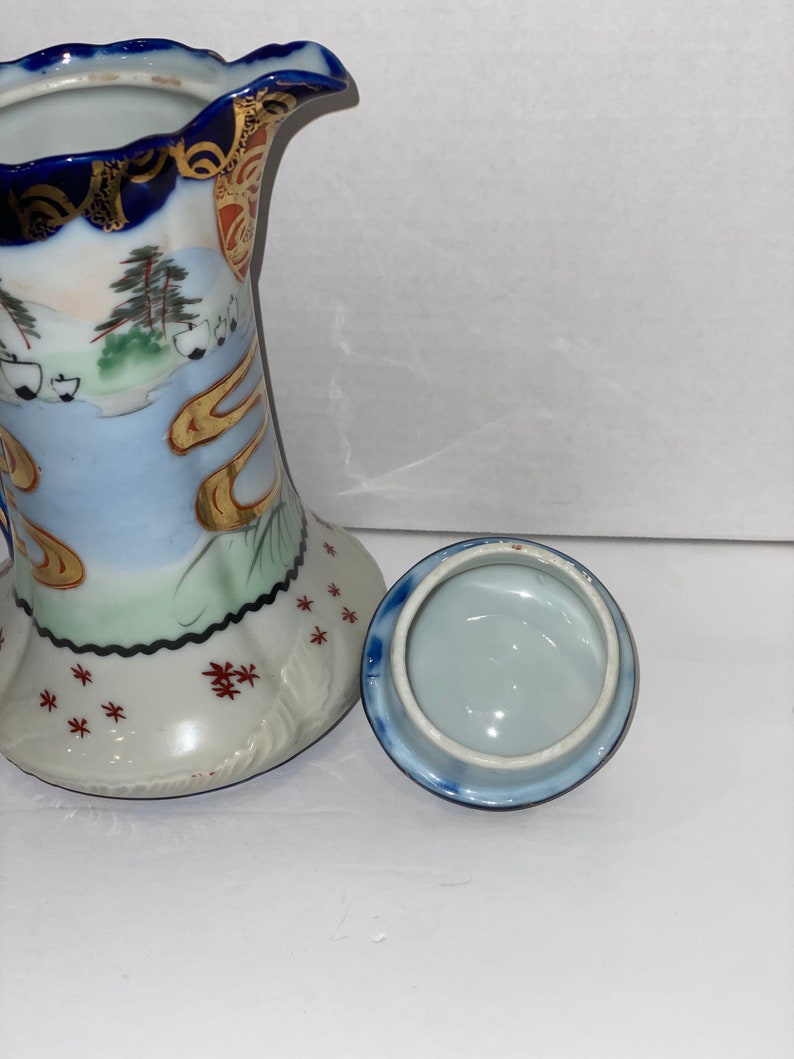 Vintage Chinese Porcelain Teapot Hand Painted Gold Trim Etsy