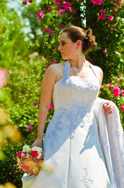 Michael Angelo NEW White Wedding Dress 12 Charmeuse Beaded A line