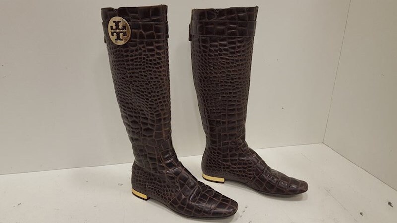 Tory Burch Boots Leather Crocodile Knee High Boots - Etsy