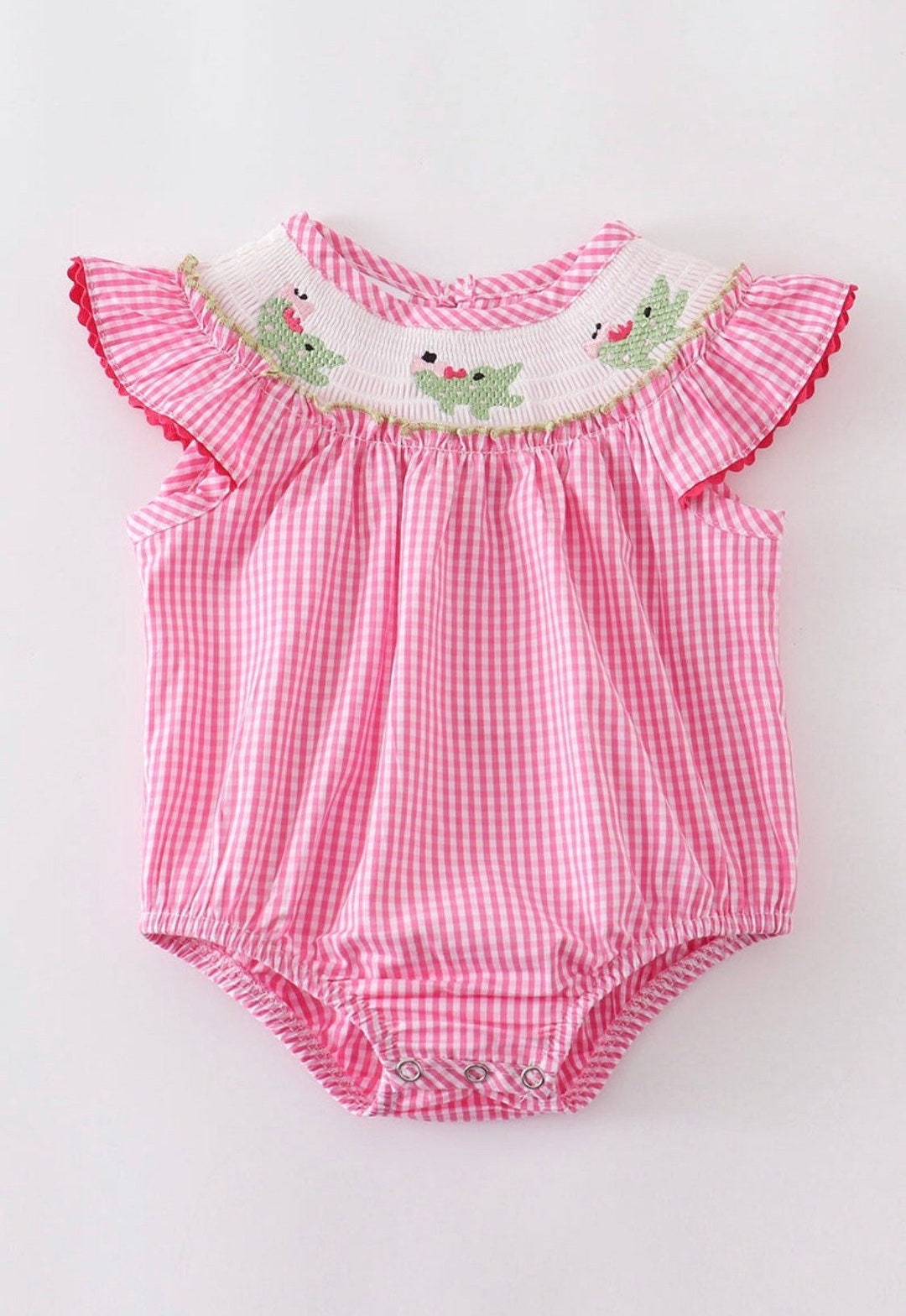 Baby Girl Smocked Alligator Bubble Romper Embroidered Etsy