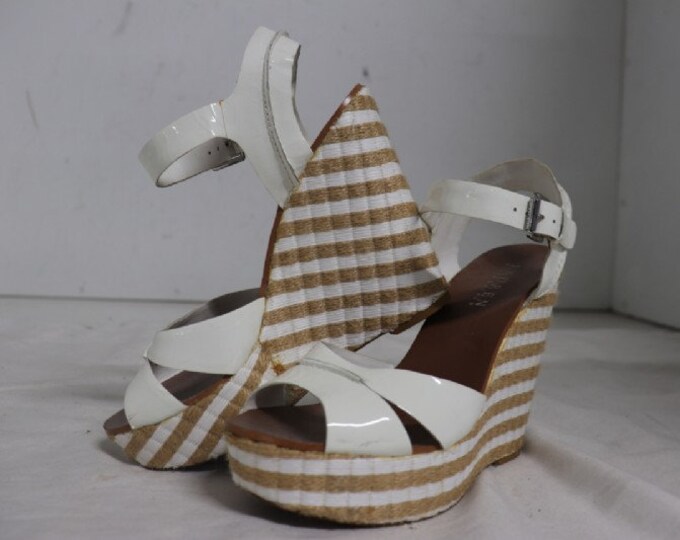 Ralph Lauren Wedge Heels 7.5 White Patent Leather Striped - Etsy