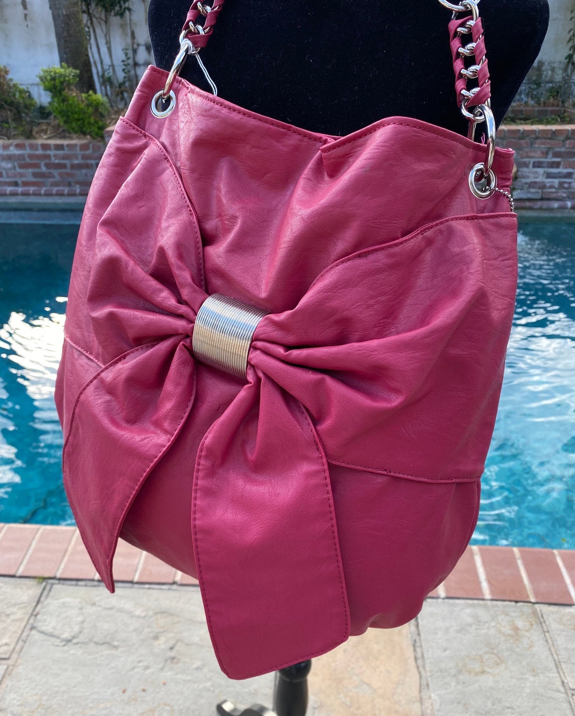 Large Pink Purse Bueno Pink Purse With Large Bow Beautiful Etsy