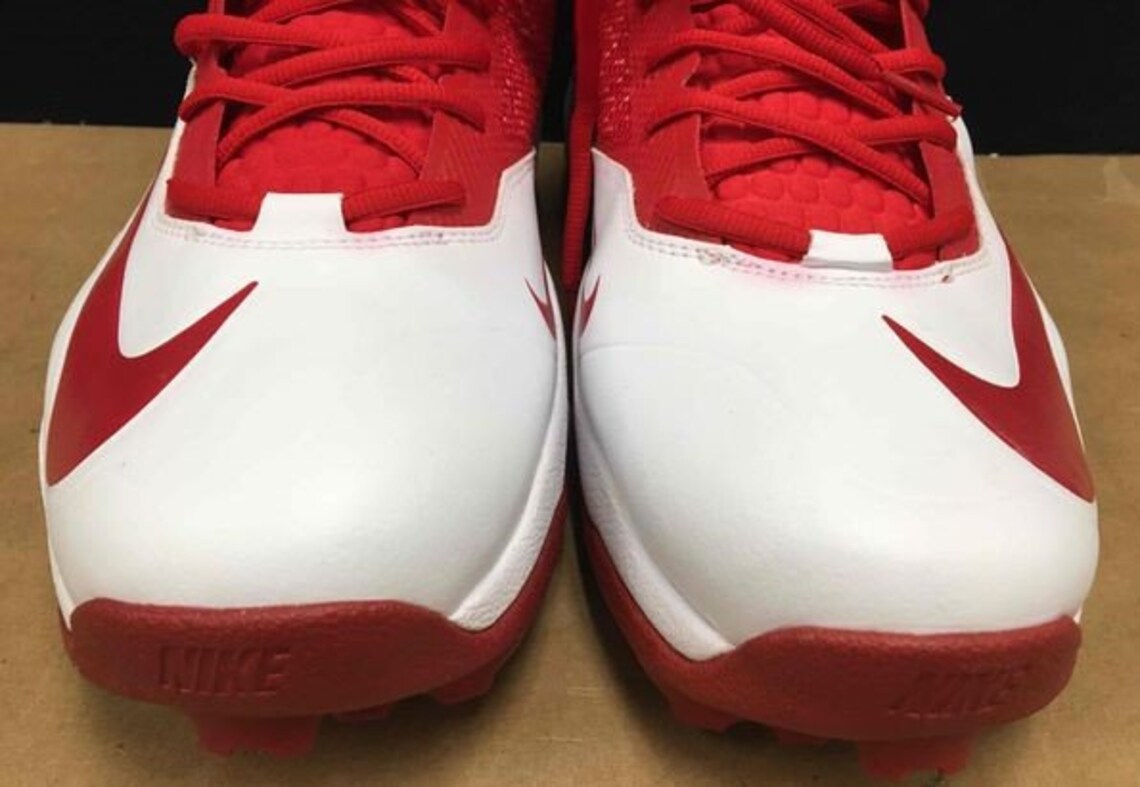 Nike Zoom Football Cleats 15 Red & White 3/4 Ankle Support Etsy