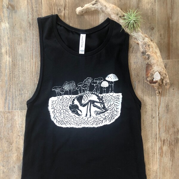 Recyclers of the Forest Screen Printed Muscle Tank Top, Black Bella + Canvas Jersey Muscle Tank