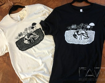 Recyclers of the Forest Unisex Tee: Fungi Screen Printed T-Shirt