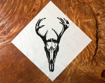 Deer Skull Screen Printed Cotton Patch - Nature Art