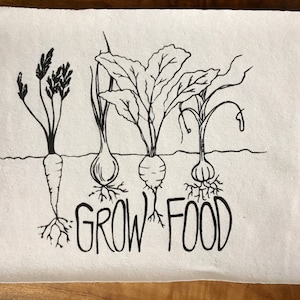 Grow Food Screen Printed Patch, Vegetable Patch, Fabric Patch