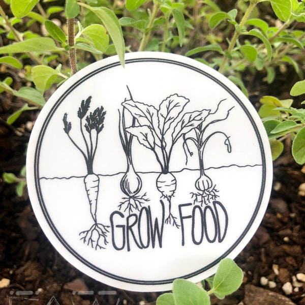 Grow Food Vinyl Sticker || Vegetable Garden Sticker || Root Vegetables Sticker