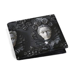 Cartera con caras de arte gótico - Ventana para identificación - Ranuras para tarjetas de crédito - Monedero - Monedero con foto