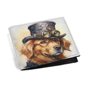 Portemonnaie Steampunk Labrador Golden Retriever - Portemonnaie für Hundeliebhaber mit Münzfach, Ausweisfenster, Kartenorganizer