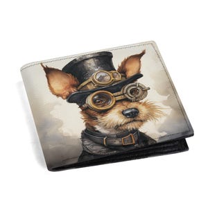 Portfel Steampunkowy Fox Terrier Dog - Kieszeń na monety - Okienko na dowód osobisty - Karty kredytowe